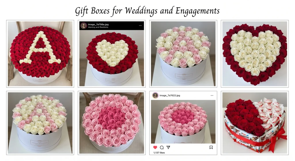 Customized wedding and engagement gift boxes handmade in abovyan and delivered free to abovyan and yerevan .
