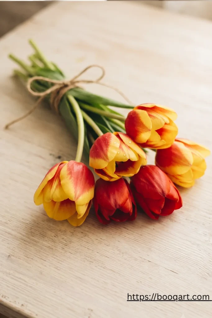 Yellow and red tulips, the defining flower of Armenian Women's Month